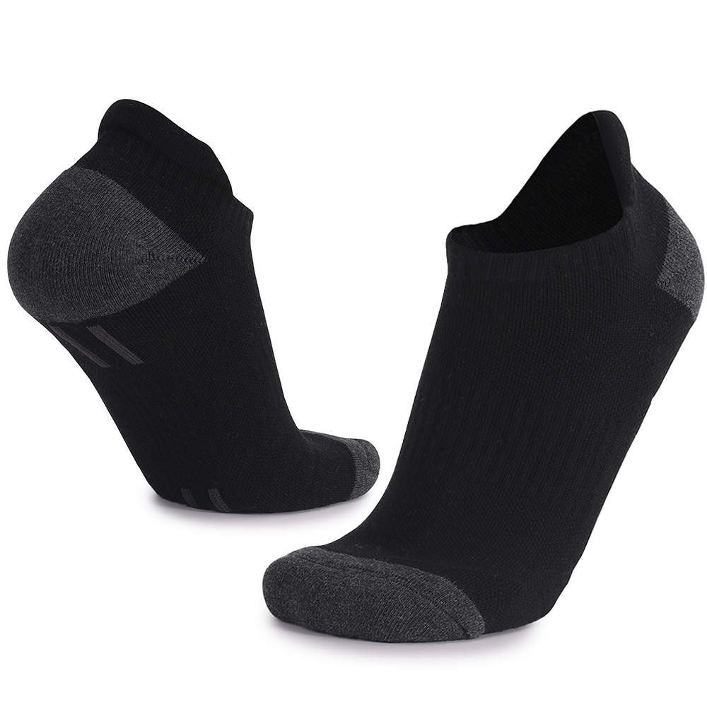 Terry Cushion Athletic Running Ankle Socks | Breathable Sweat-Absorbent Cotton Spandex Black Customizable Logo